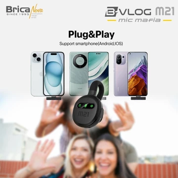 Brica B VLOG M21 Dual Wireless Microphone Clip On Mic Vlog With Charging Case BVLOG