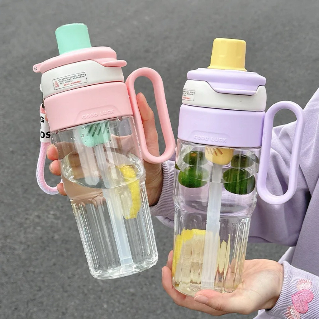 Jual Botol Minum Infused Water Warna Pastel dengan Sedotan & Tali ...