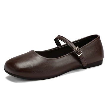 IKUNKA Sepatu Mary Jane Wanita Flatshoes Korean Style Santai Kerja Slip On Ballerina Casual