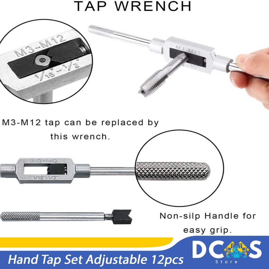Jual Hand Tap Set Adjustable Hand Tab Dies Set 12Pcs Alat Snai dan Tap ...