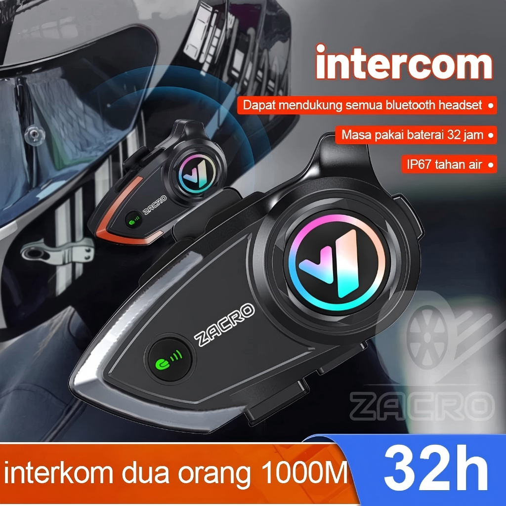 Jual Y80 2X Intercom helm Blutooth Chip Qualcomn 5.0 FM Radio intercom ...
