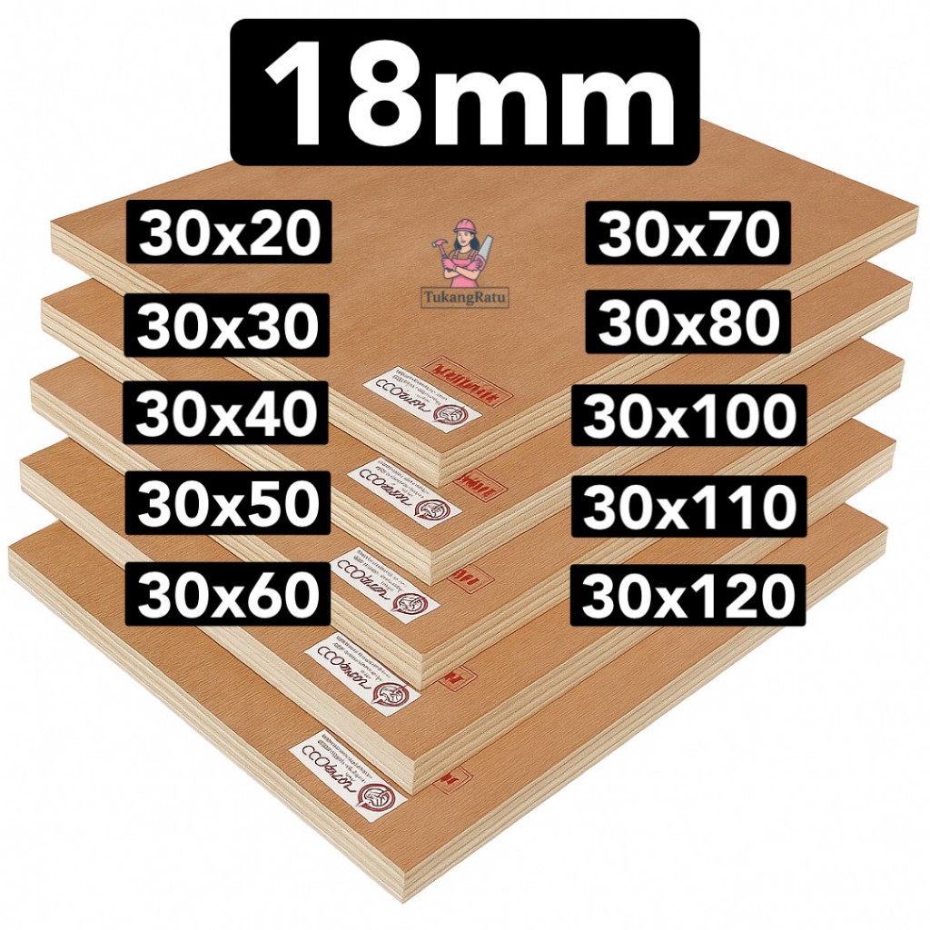 Jual PREMIUM Triplek Tebal 18mm Ukuran 30cm Panjang Custom Plywood ...