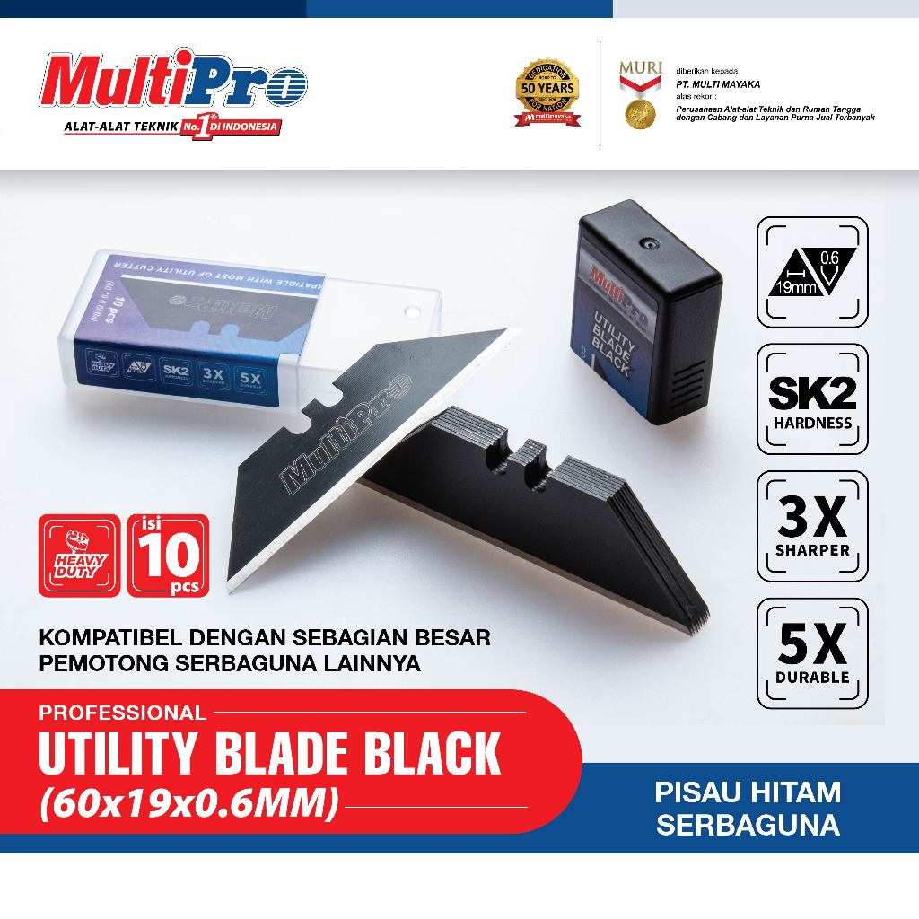 Jual Multipro Utility Blade Black Heavy Duty Isi Mata Pisau 10 pcs ...