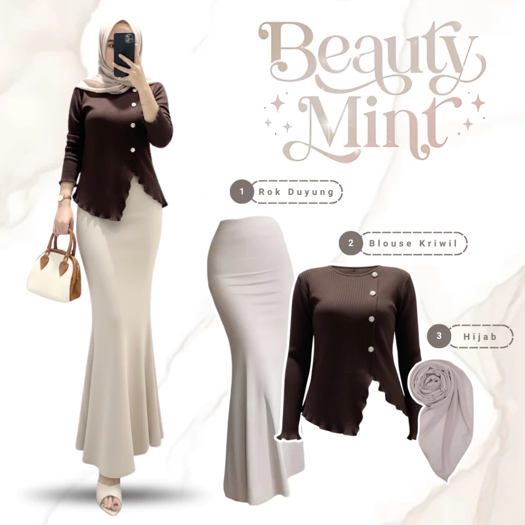Outfit Hijab Kekinian Rok Duyung Blouse Bella