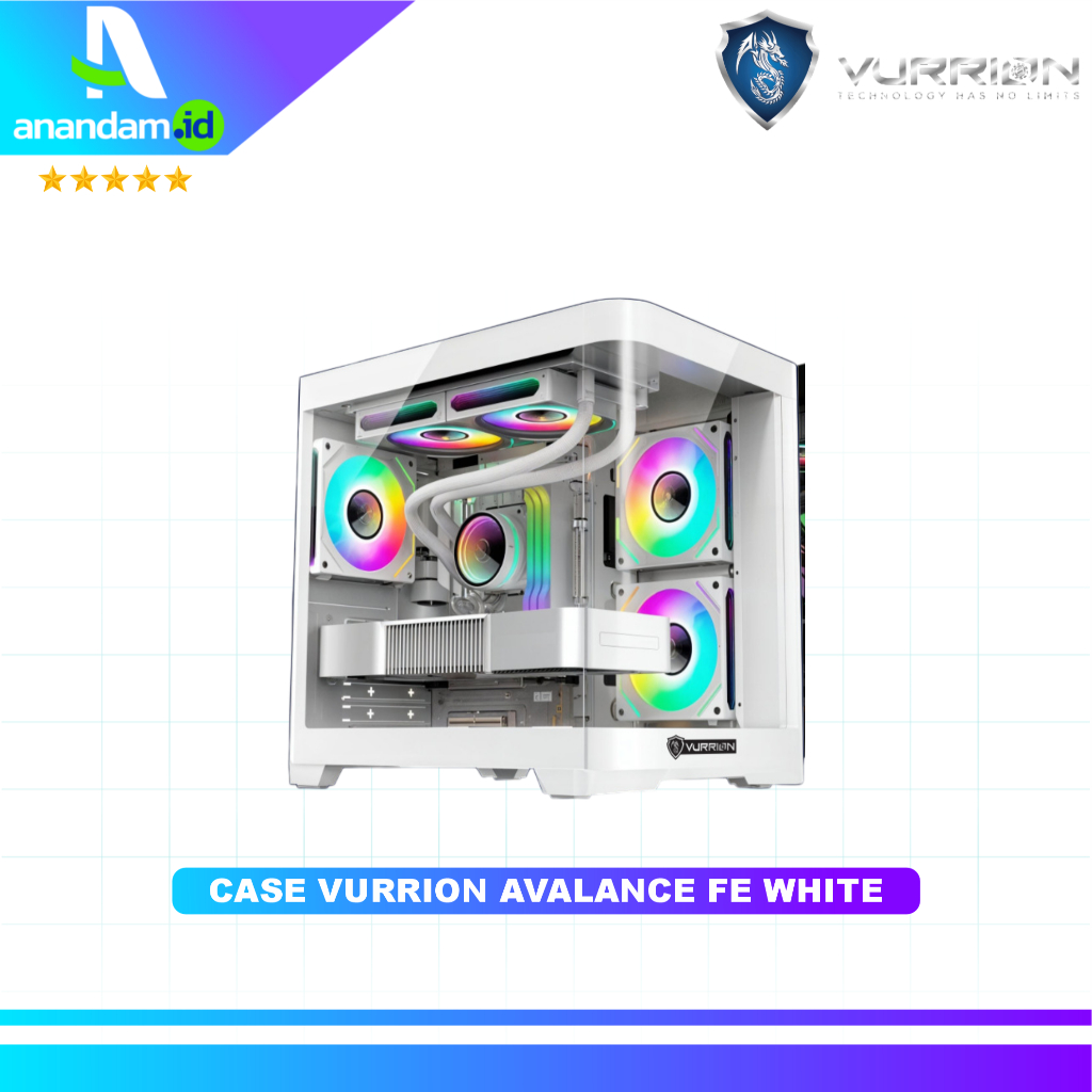 Jual CASING GAMING VURRION AVALANCE MATX TEMPERED GLASS - WHITE ...