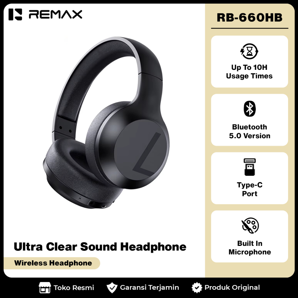 Jual REMAX V5.0 Wireless Stunning Sound Stereo Headphone RB-660HB ...
