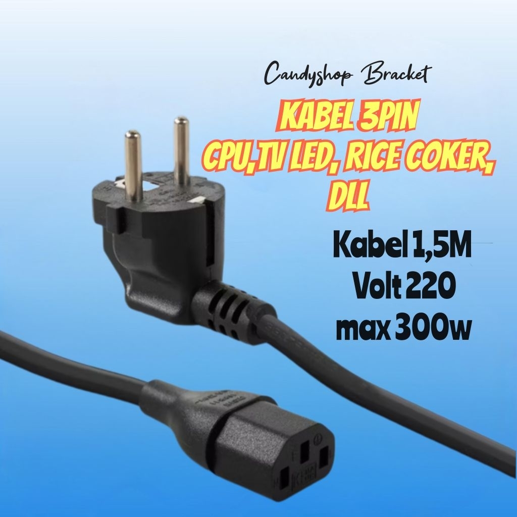 Jual Kabel tv led/lcd/cpu/magicom 3pin kabel power/supply universal ...