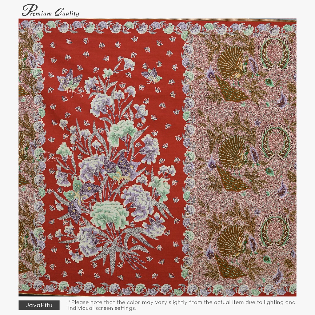 Jual JavaPitu Kain Batik katun Premium Sawat Merak warna ClayRed - Rok ...