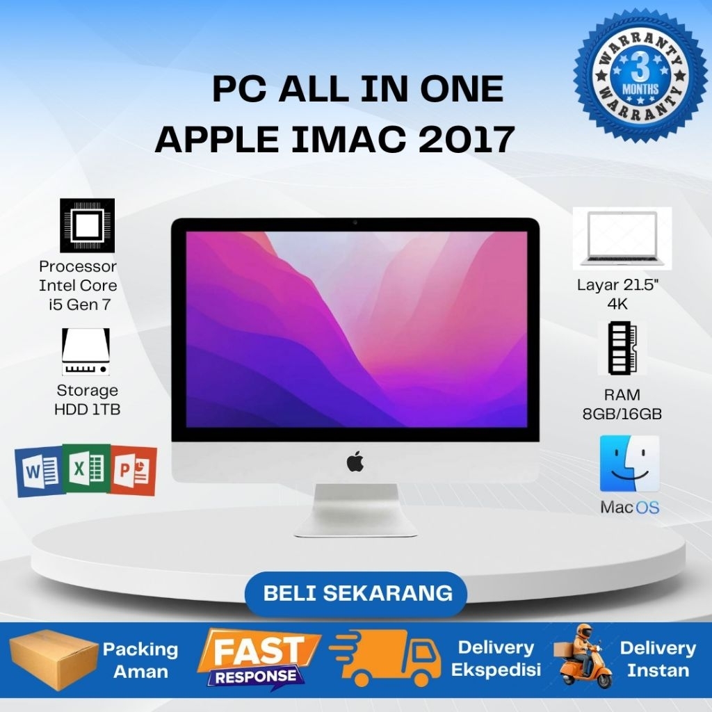 Jual iMac Apple PC All in One iMac 2017 i5 Gen 7 RAM 8GB HDD 1TB 21,5 ...