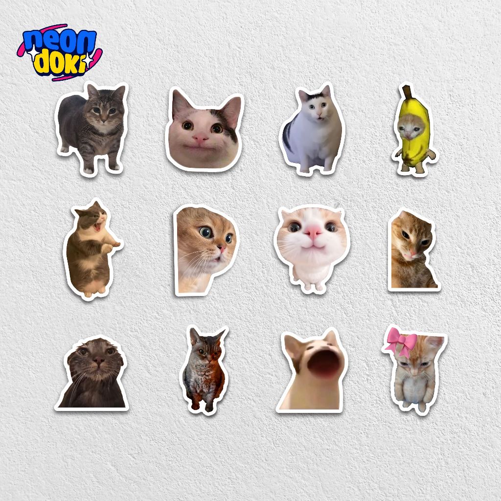 Jual 50 Pcs Sticker Pack Meme Kucing | Sticker Sheet | Sticker lucu ...