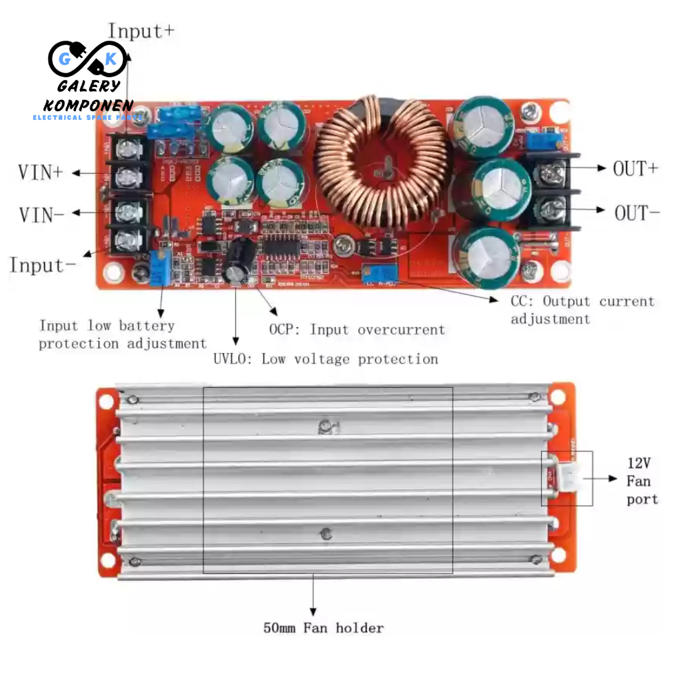 Jual 1200W 20A DC-DC Converter STEP UP Current BOOSTER 8 - 60V to 12 ...