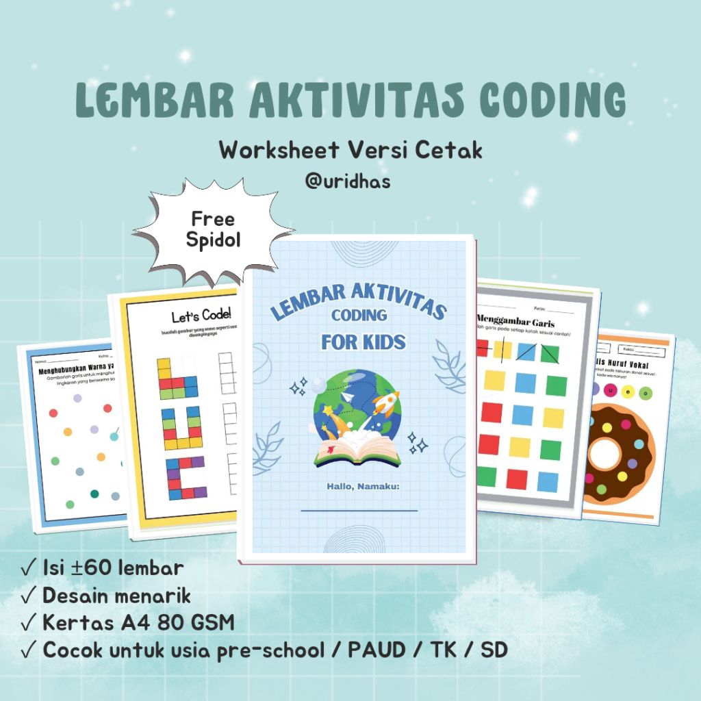 Jual Worksheet - Lembar Aktivitas Coding For Kids PAUD/TK/SD | Shopee ...