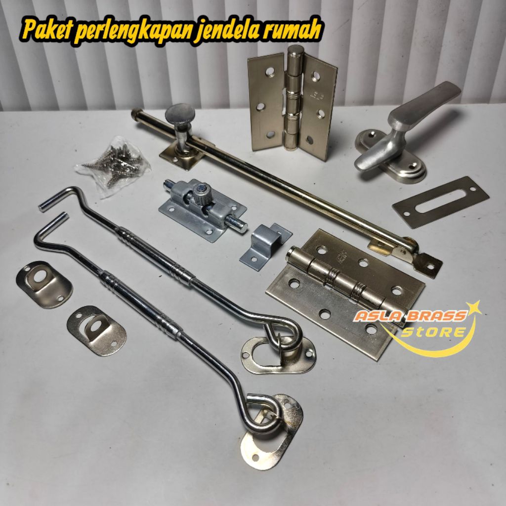 Jual Paket Perlengkapan Jendela1 Set Hak Angin Engsel Grendel Ramskar ...