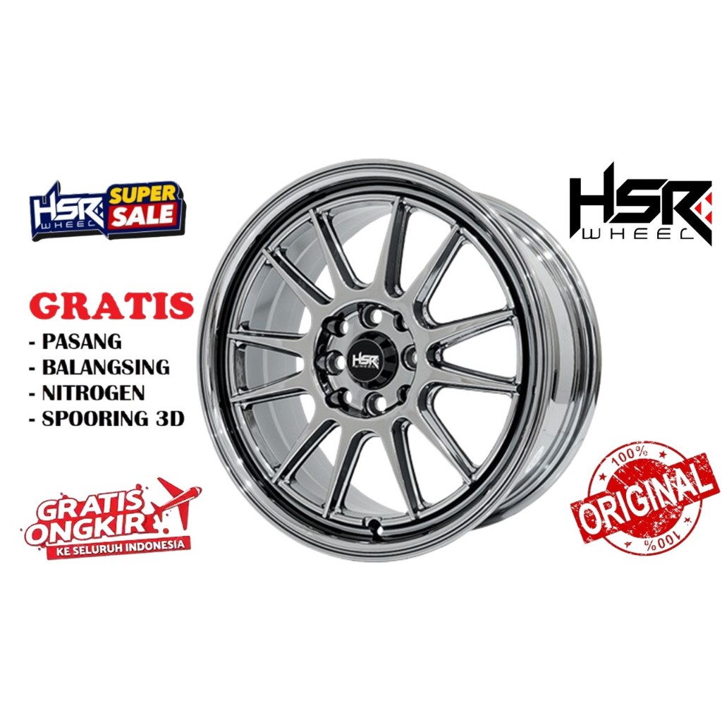 Jual VELG HSR R16 WARNA BLACK CRHOME TYPE HSR ENDE LUBANG 4X100-114,3 ...