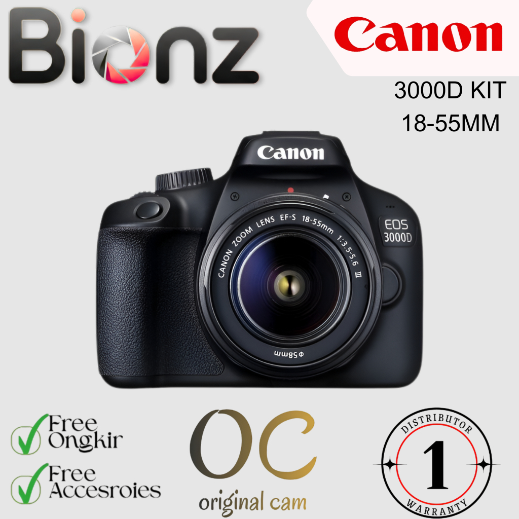 Jual CAMERA CANON 3000D KIT 18-55MM / CANON 3000D KIT 18-55MM | Shopee ...