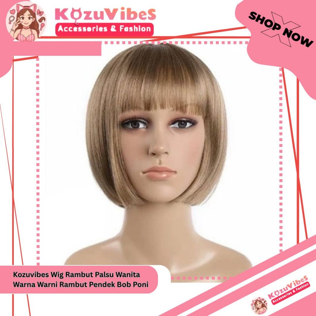 Jual Kozuvibes Wig Rambut Palsu Wanita Warna Warni Rambut Pendek Bob ...