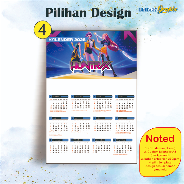 Jual KALENDER DINDING [A3+] | isi 1 lembar (12bulan) | BISA CUTOM ...