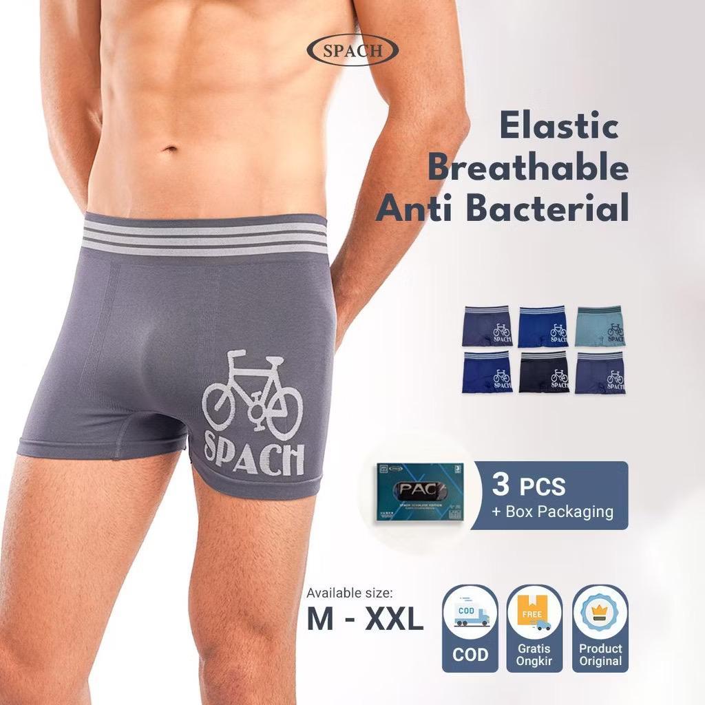 Jual 6 pcs | Boxer SPACH M014 Seamless Celana Dalam Pria Dewasa Karet ...