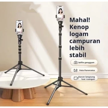 M1 Tripod Kokoh Full Besi Tripod Handphone Chrome 2 1 Meter Holder Hp