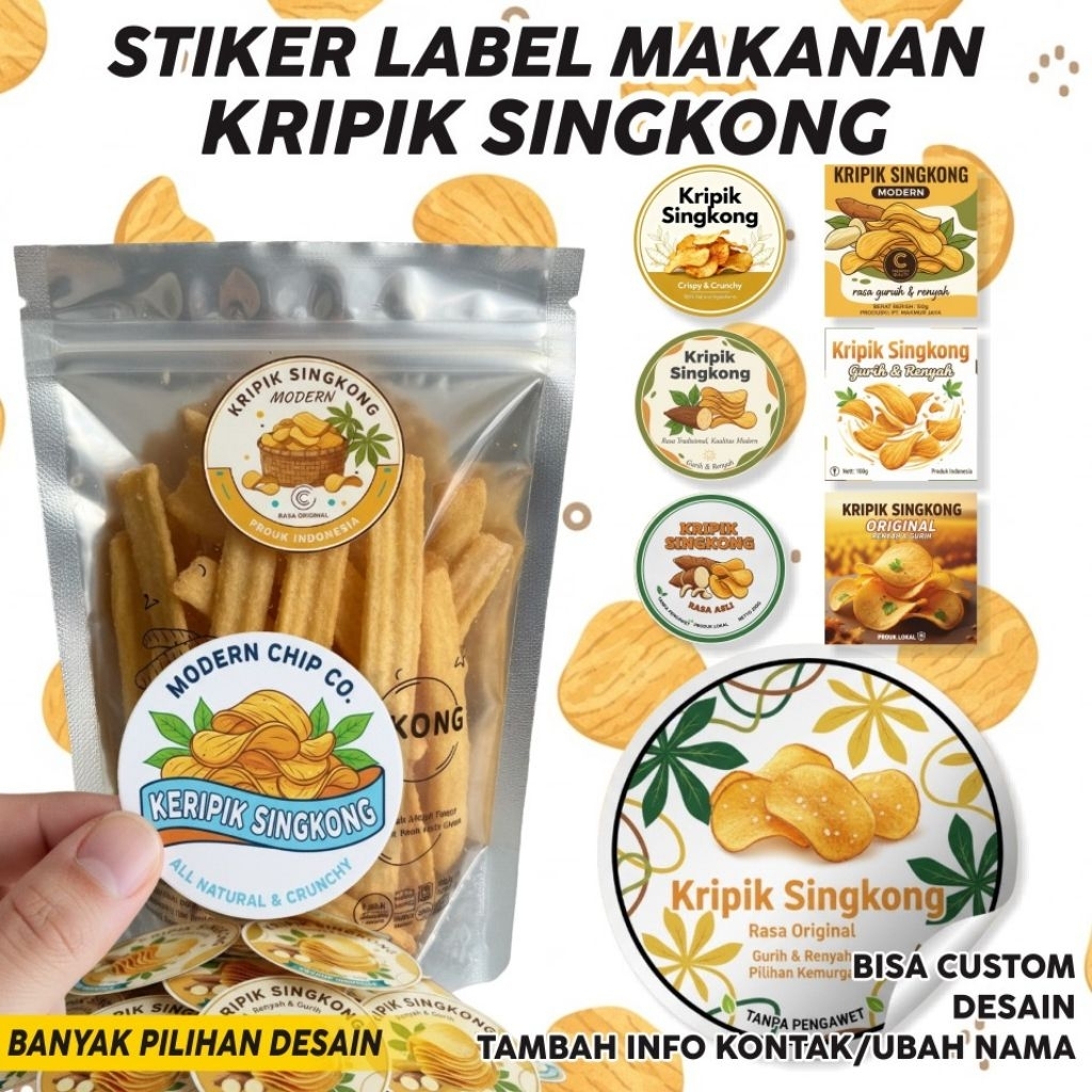 Jual Stiker Kripik Singkong Sticker Label Cemilan Kripik Singkong ...