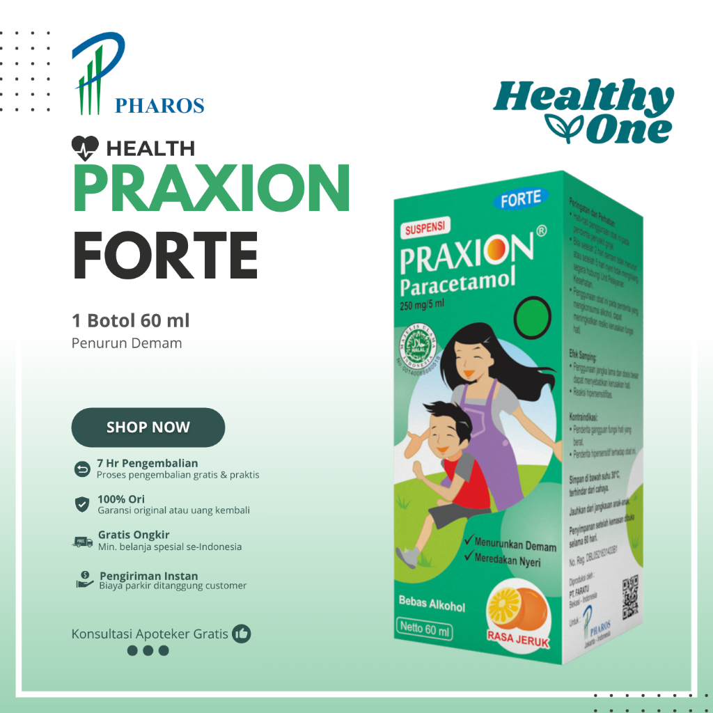Jual Praxion Forte 250mg/5ml 60ml / Paracetamol Syrup / Pereda Nyeri ...