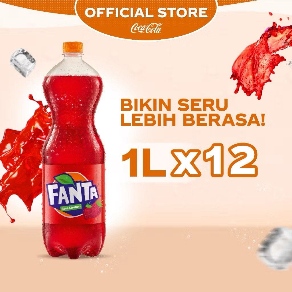 Jual Fanta Rasa Strawberry Minuman Soda - Botol 1L x 12 Pcs | Shopee ...
