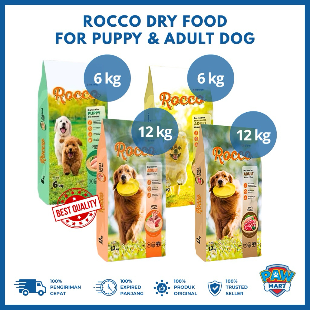 Jual Rocco Puppy & Adult Dog Dry Food SAK (6kg / 12kg) - Makanan Kering ...