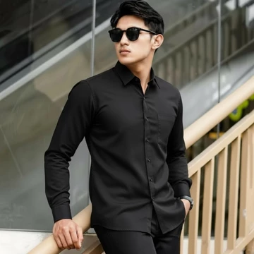 Sallamahgo Kemeja Pria Polos Lengan Panjang Kemeja Polos Casual Slimfit Bahan Katun Big Size