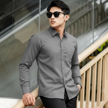 Sallamahgo Kemeja Pria Polos Lengan Panjang Kemeja Polos Casual Slimfit Bahan Katun Big Size