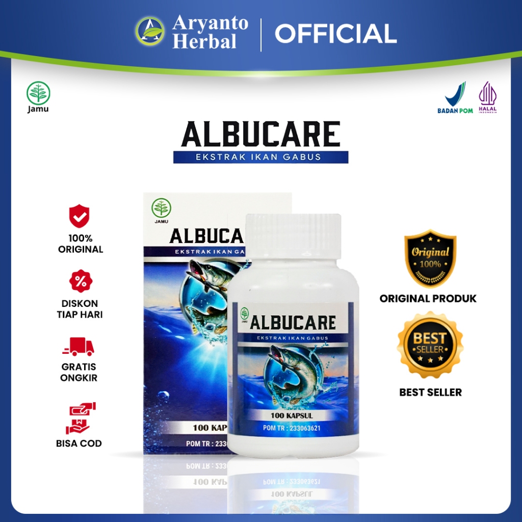 Aryanto Herbal - Albucare Ekstrak Ikan Gabus Original Kualitas Premium Obat Luka Diabetes Gula Basah