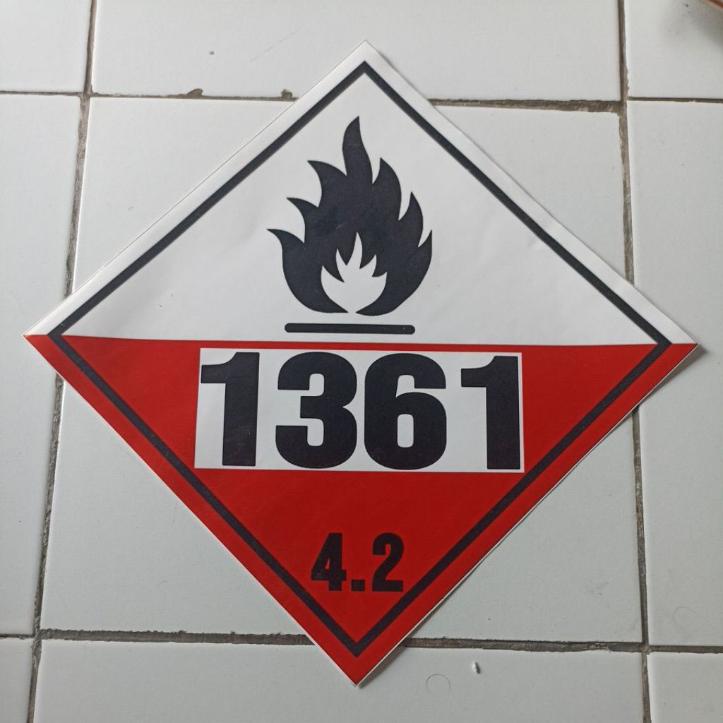 Jual sticker DG Dangerous Goods 1361 4.2 / stiker api / stiker warning ...