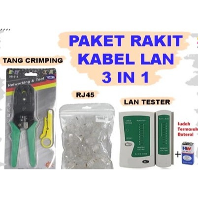 Jual Rakit Kabel LAN 3in1 Tang Crimping + Konektor RJ45 + Tester ...