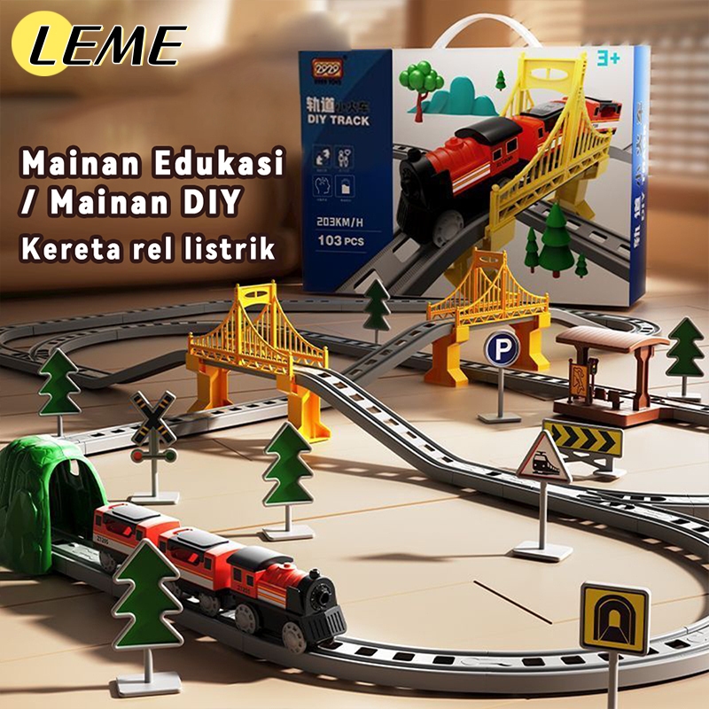 Jual LEME Kereta Api Mainan Rel Panjang Perakitan Listrik Miniatur Rel ...