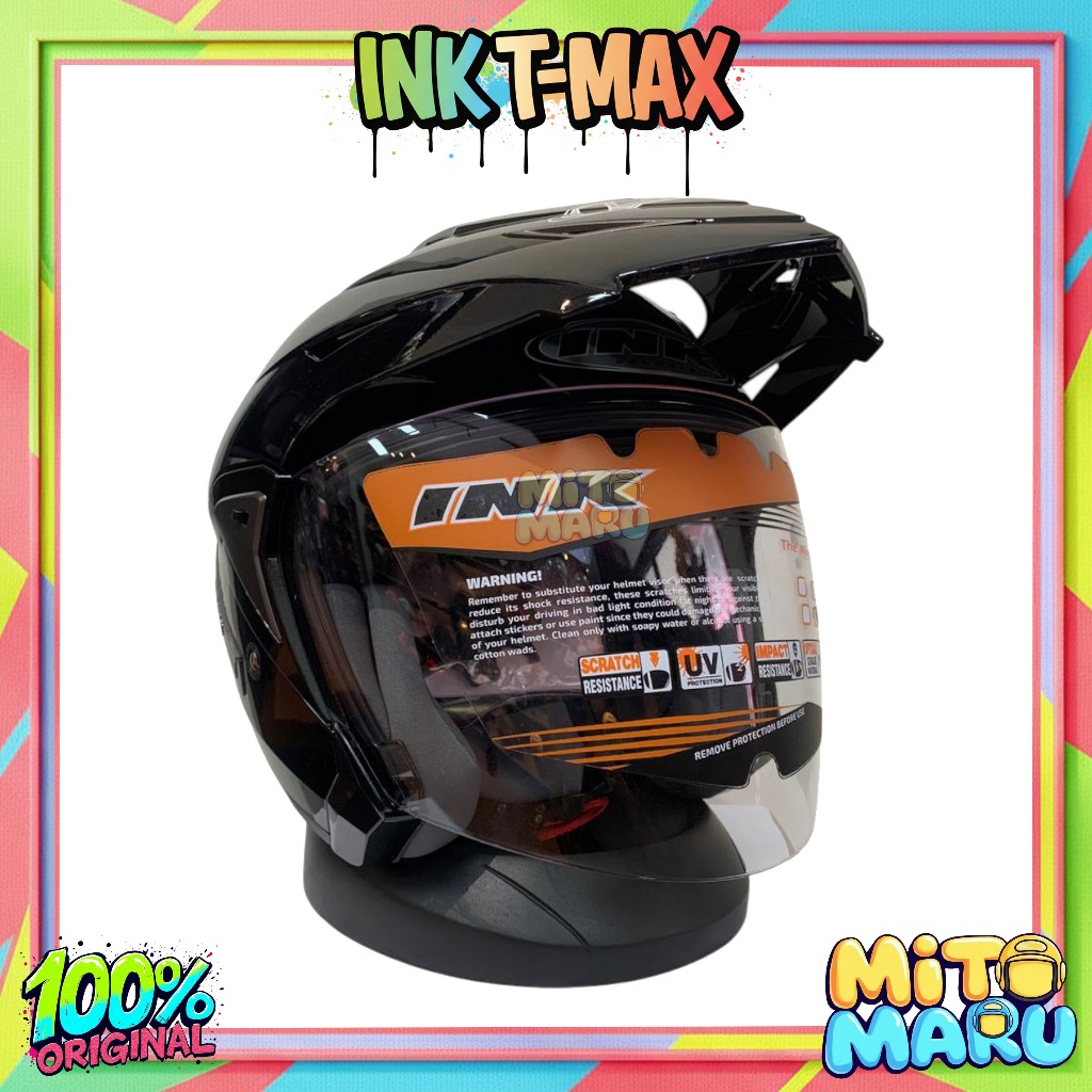 Jual HELM INK T-MAX SOLID BLACK GLOSSY (LIGHT SMOKE) ORIGINAL | Shopee ...