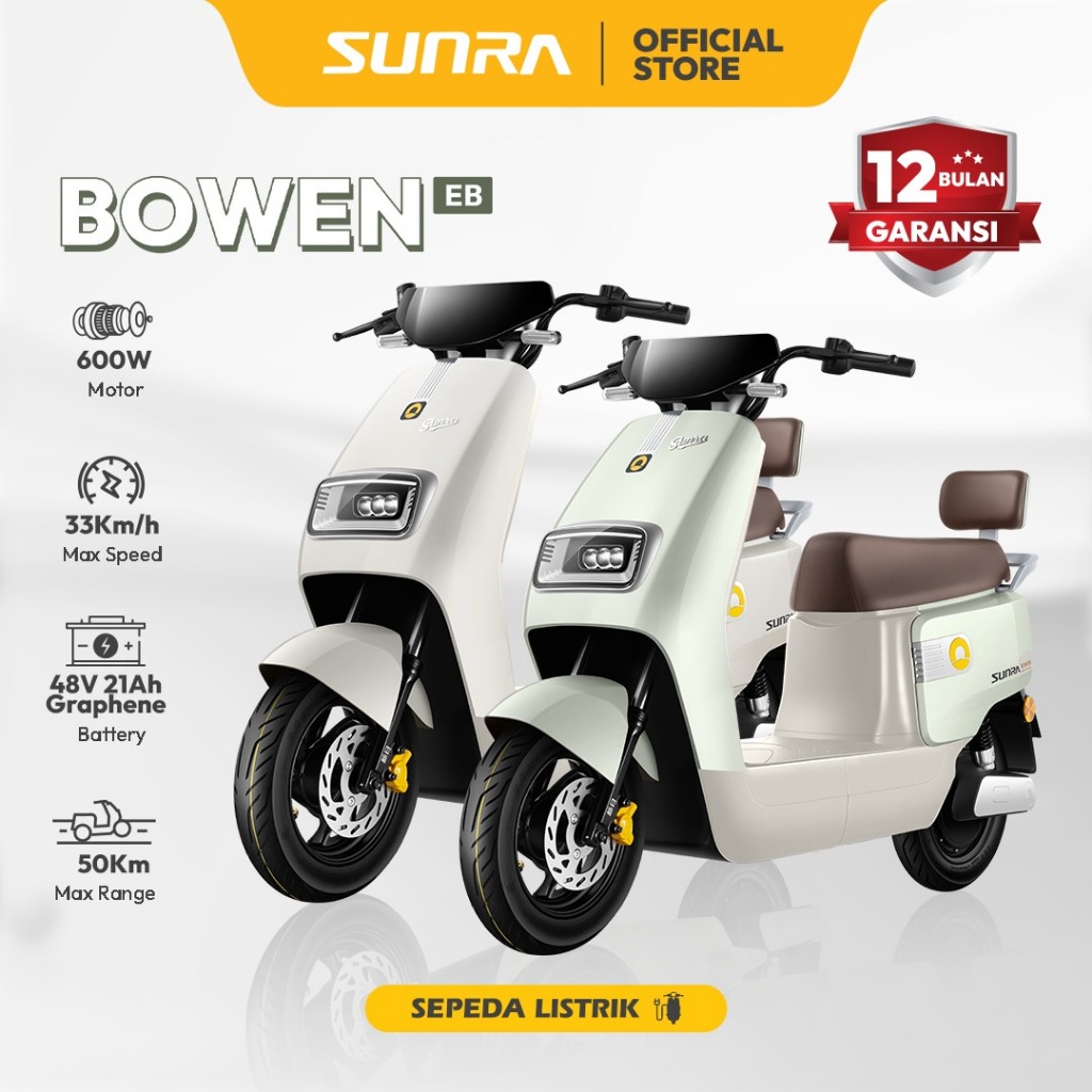 SUNRA Bowen EB Sepeda Listrik dengan dinamo 600W (Sporty and Trendy)