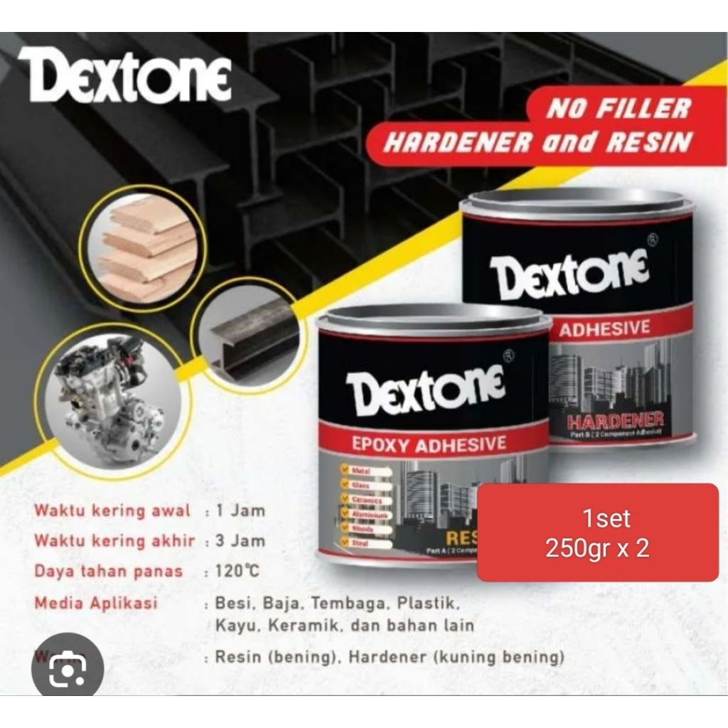 Jual Lem dextone epoxy 2 komponen resin + hardener 1 set 250gr x 2,lem ...