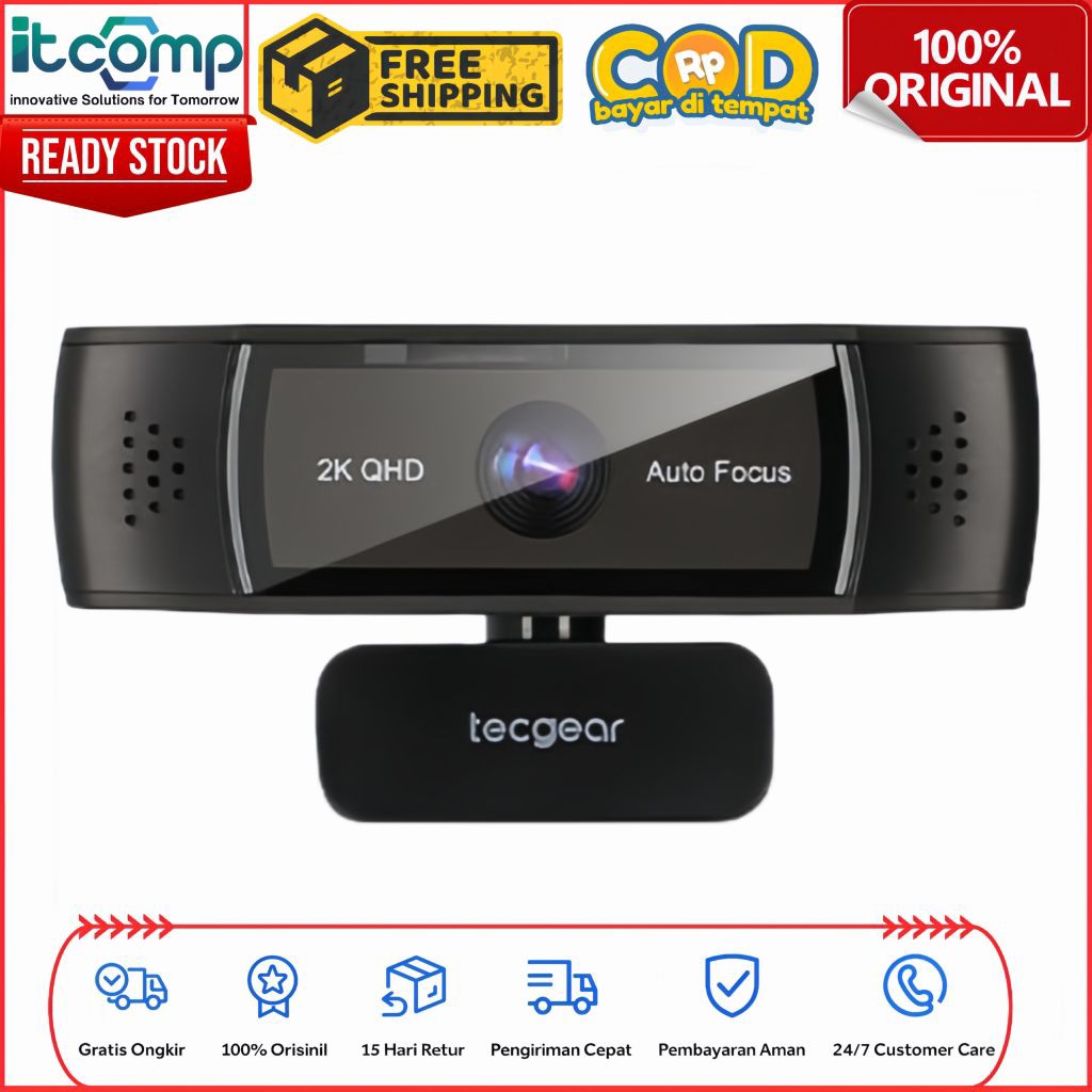 Jual Tecgear Sentinel 2K V2 QHD Focus Webcam + Microphone Stream Camera ...