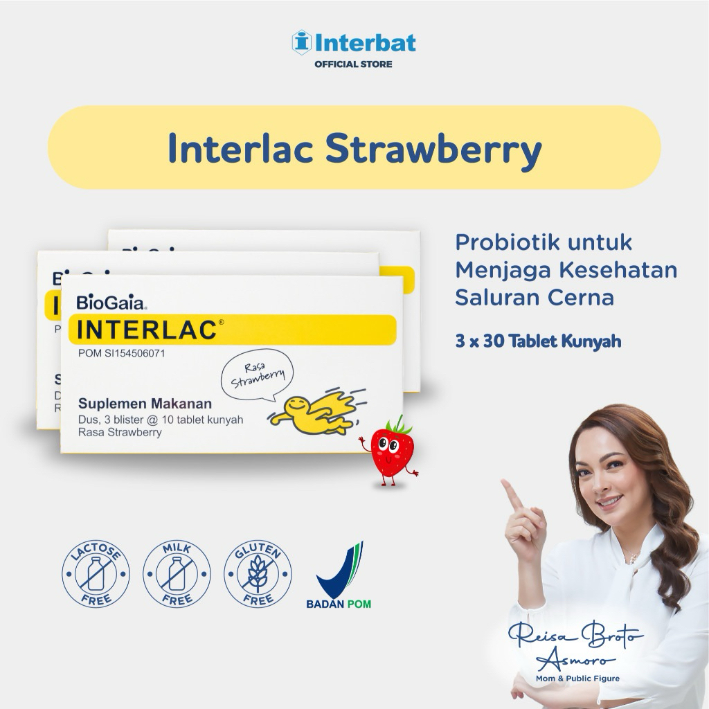 Jual Interlac Probiotic rasa strawberry | Shopee Indonesia
