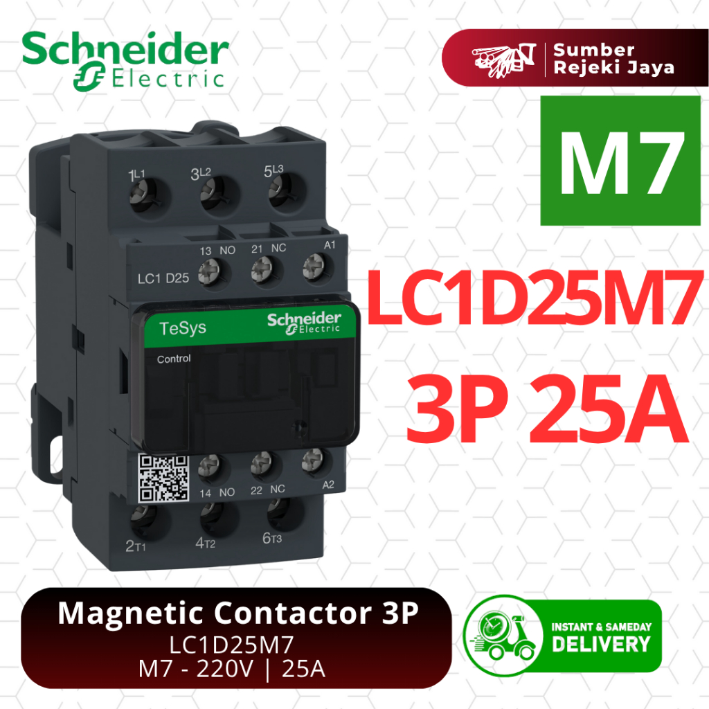 Schneider Kontaktor LC1D25M7 3P 25A 220VAC 220V | magnetic contactor | M7