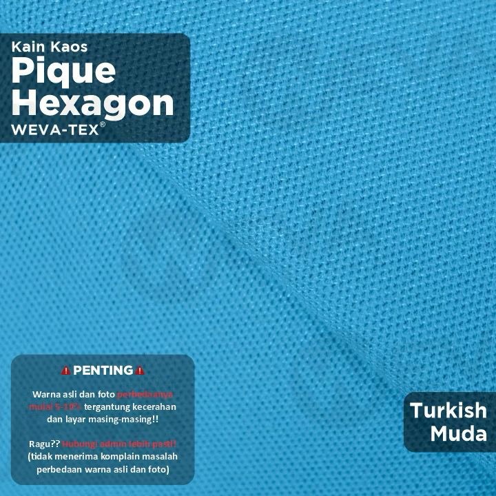 Jual Bahan Kain Kaos Polo Shirt Kain Pique Hexagon CVC 20s Biru Turkish ...