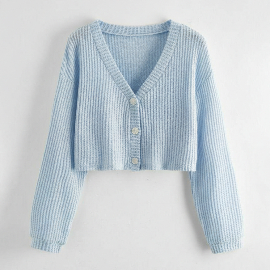 Jual Syera Cardigan V-Neck Rajut Crop Top Korean Style | Shopee Indonesia