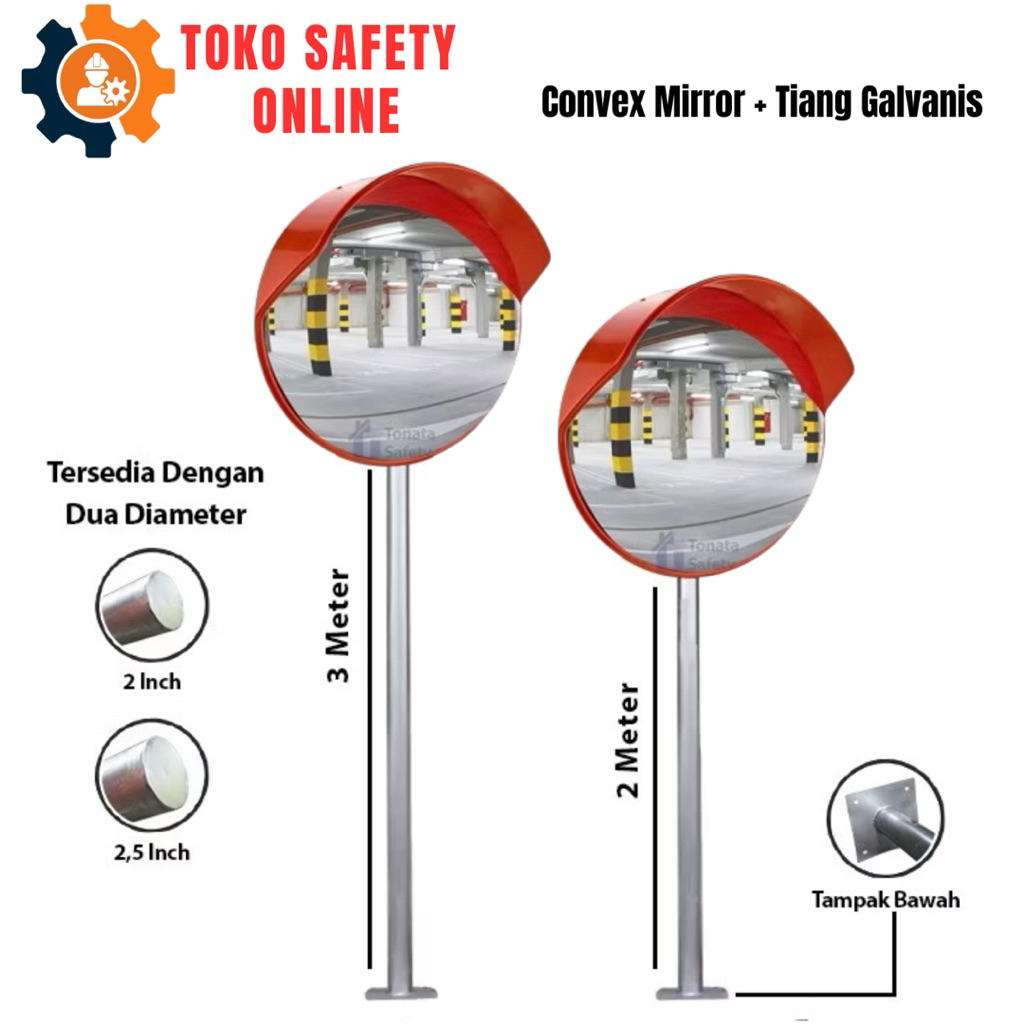 Jual Convex Mirror Lengkap Dengan Tiang Rambu Lalu Lintas 3 Meter ...