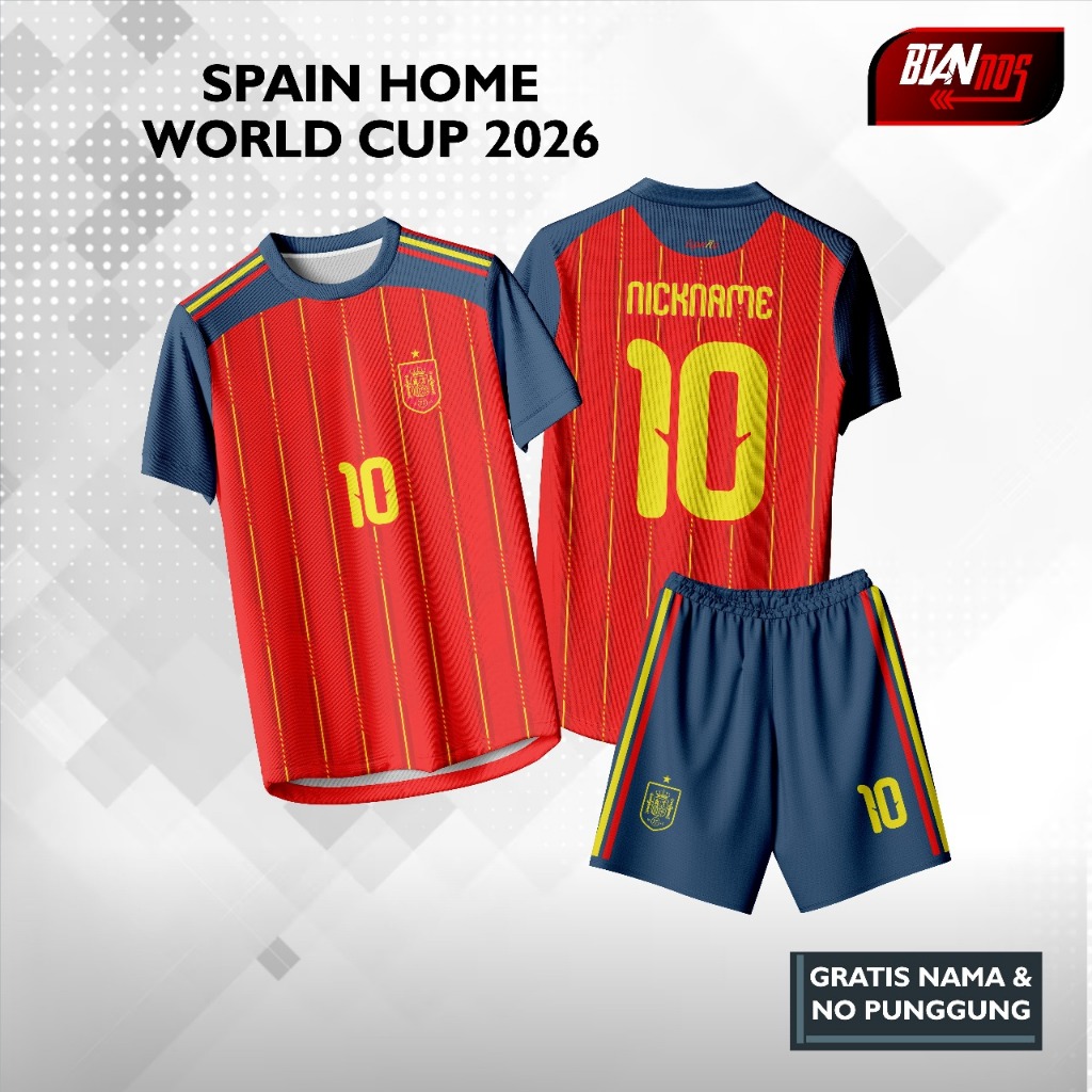 Jual JERSEY BOLA SPANYOL HOME PIALA DUNIA 2026 FULL PRINTING (GRATIS