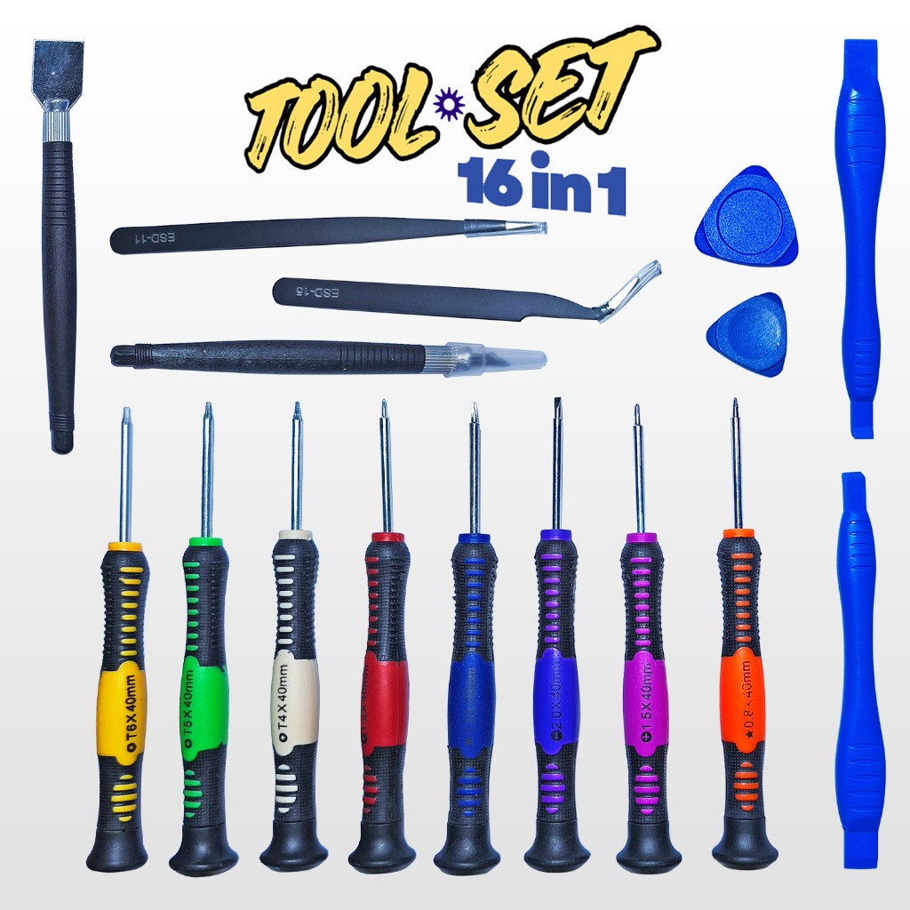 Jual Tool Set 16 in 1 Kit Servis HP Laptop Elektronik Lengkap Obeng ...
