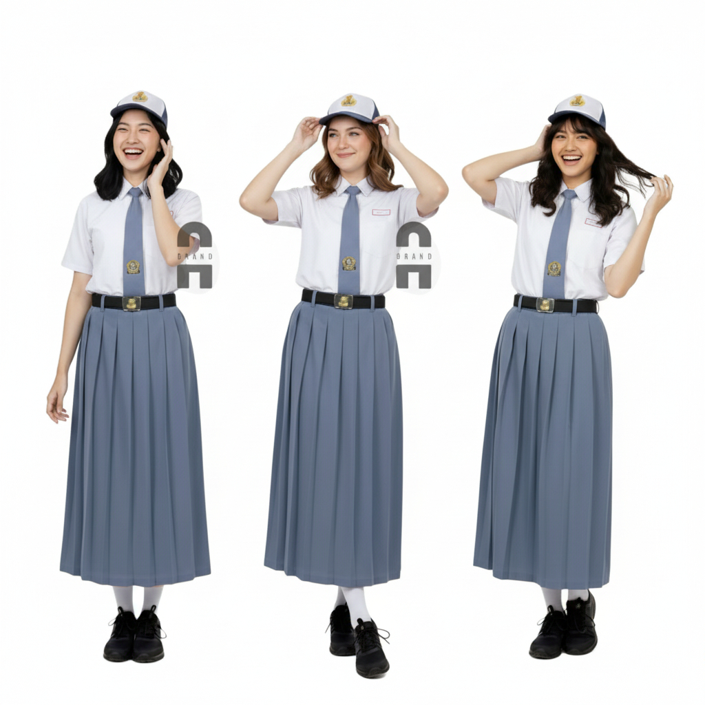 Jual Rok SMA Rempel Panjang Maxi Warna Abu Premium Merek ARNAD Seragam ...