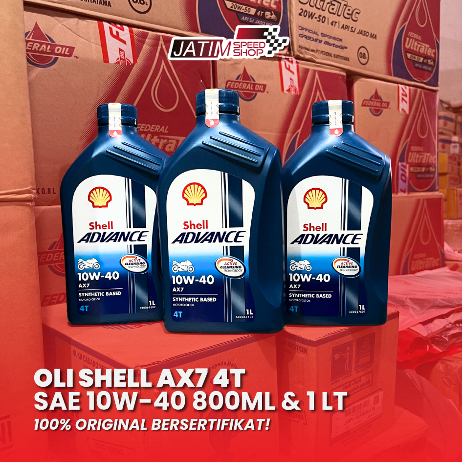 Jual Oli Shell Advance AX7 4 Tak SAE: 10W-40 Original 800ML & 1 LT ...