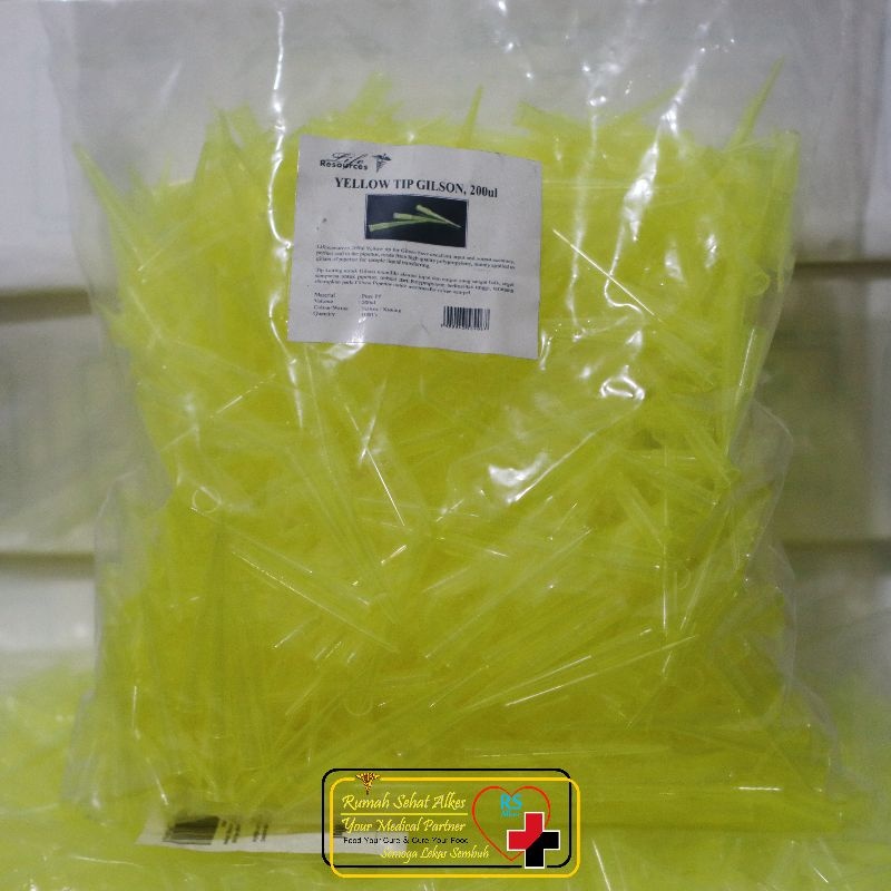 Jual Tip Kuning Mikropipet isi 1000pcs Yellow Tip Micropipette 200ul ...