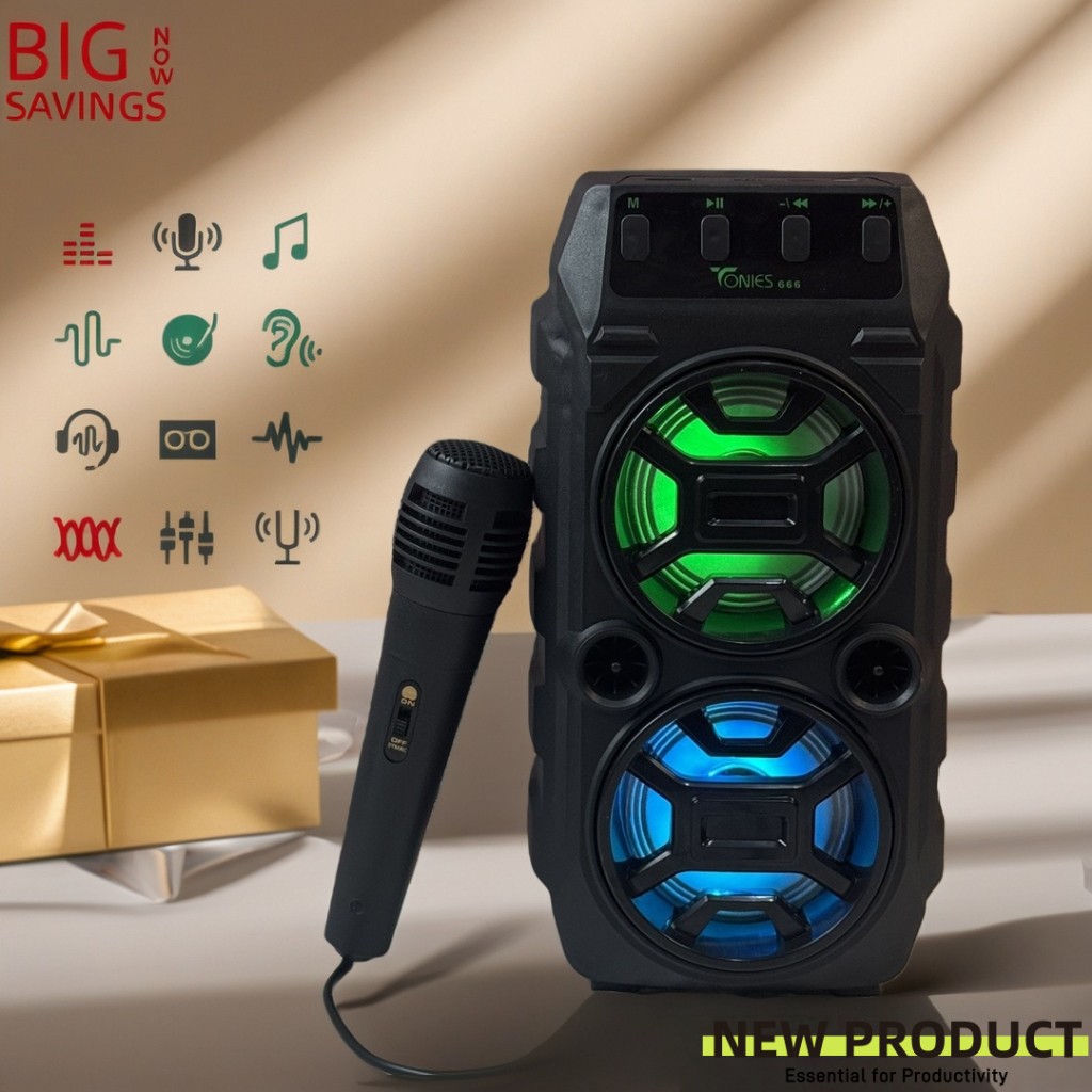 Jual Speaker Bluetooth Full Bass TONIES-666 1 Mic Karaoke Suara Jernih ...