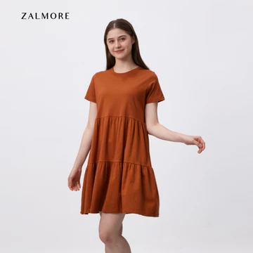 Zalmore Flowy Ruffled Mini Dress LUMA Cotton™ Premium Dress Wanita Lembut Ringan Sejuk Anti