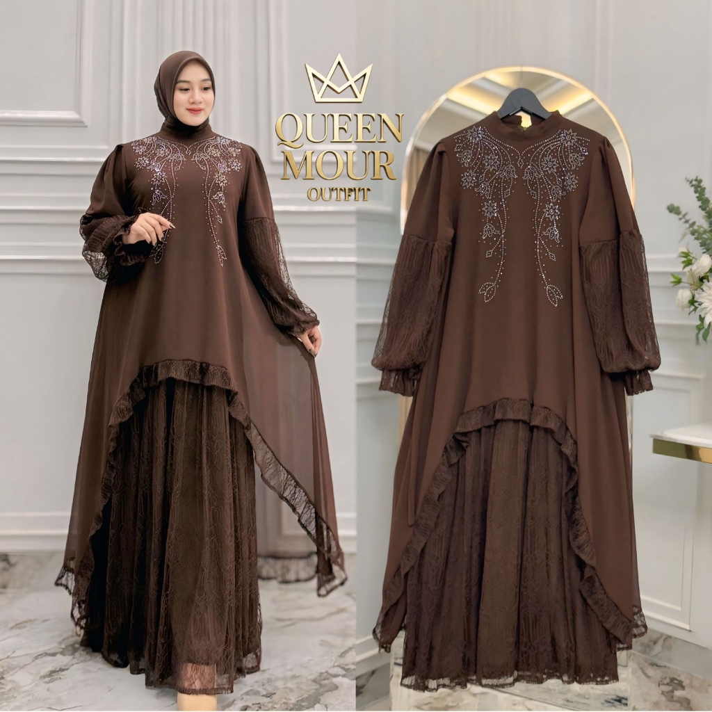 Shafira Gamis Lebaran Terbaru 2026 Bahan Ceruty Armani Premium Mix Cantily Sworosky Payet Premium